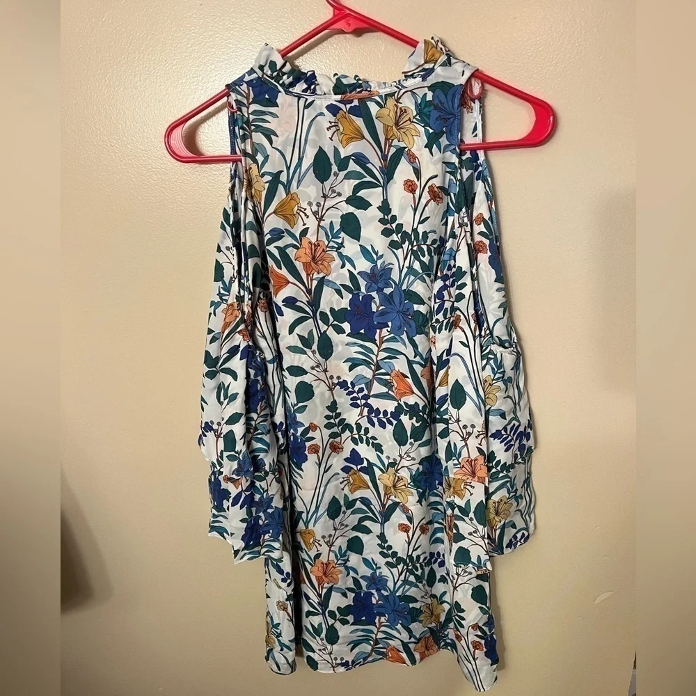 Parker Antastasia Silk Floral Cold Shoulder Mini Dress Sz XS